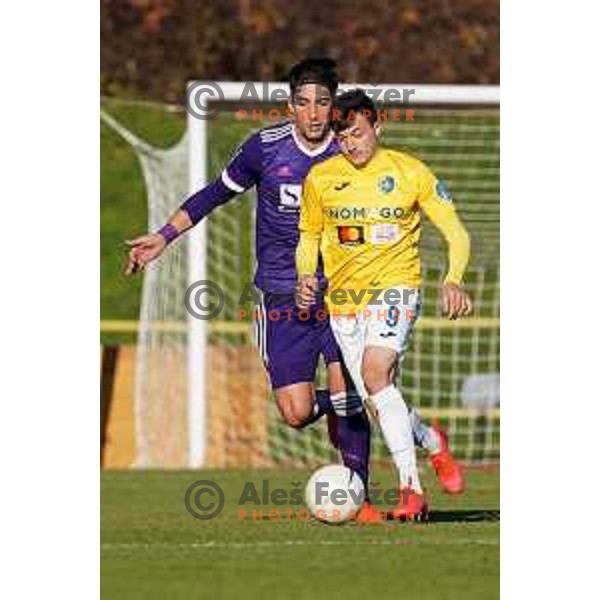 Ilija Martinovic of Maribor and Martin Kramaric in action during Prva Liga Telekom Slovenije 2020-2021 football match between Bravo and Maribor in Ljubljana, Slovenia on November 21, 2020