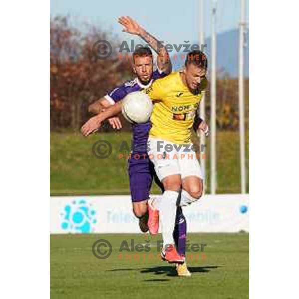 Jan Mlakar of Maribor and David Brekalo of Bravo in action during Prva Liga Telekom Slovenije 2020-2021 football match between Bravo and Maribor in Ljubljana, Slovenia on November 21, 2020