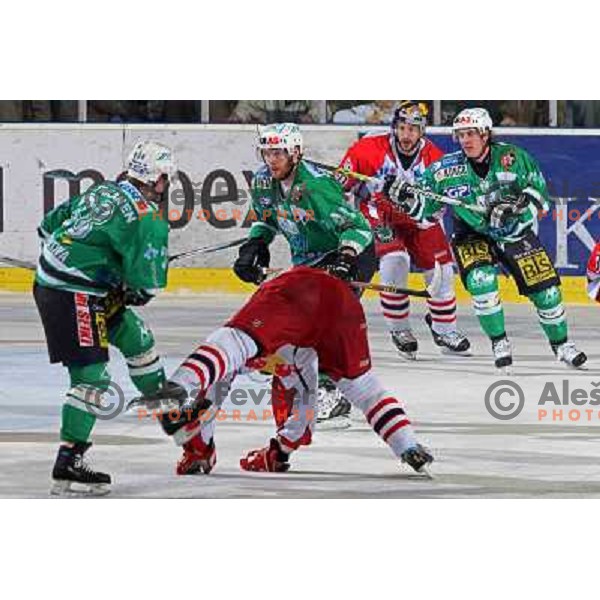 Tavzelj (44) at sixth game of the Final of EBEL league between ZM Olimpija and Red Bulls Salzburg, played in Ljubljana 25.3.2008. Red Bulls Salzburg won the game 3:2 and series 4:2 and became Champions of EBEL league. Photo by Ales Fevzer 