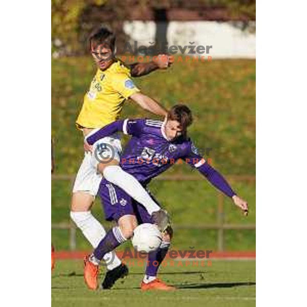 Mustafa Nukic and Jan Repas of Maribor in action during Prva Liga Telekom Slovenije 2020-2021 football match between Bravo and Maribor in Ljubljana, Slovenia on November 21, 2020