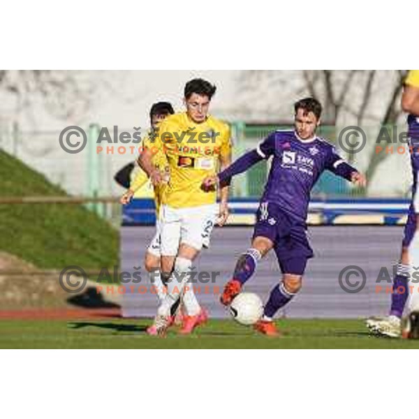 Martin Kramaric and Jan Repas in action during Prva Liga Telekom Slovenije 2020-2021 football match between Bravo and Maribor in Ljubljana, Slovenia on November 21, 2020