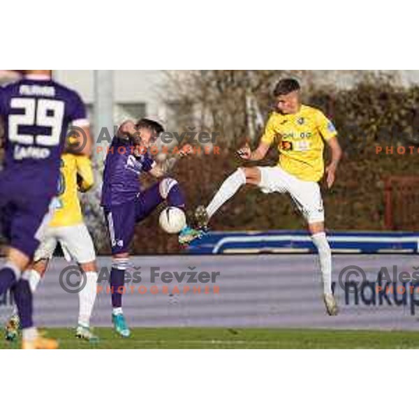 Nino Zugelj in action during Prva Liga Telekom Slovenije 2020-2021 football match between Bravo and Maribor in Ljubljana, Slovenia on November 21, 2020