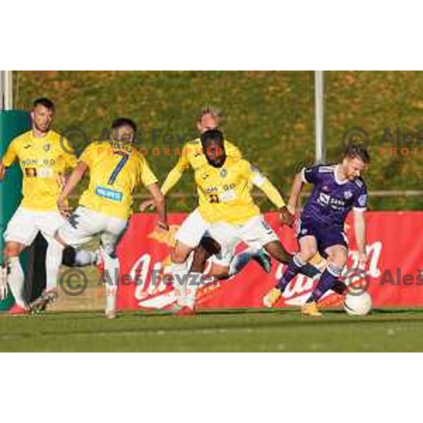 Ovbokha Agboyi and Rudi Pozeg Vancas of Maribor in action during Prva Liga Telekom Slovenije 2020-2021 football match between Bravo and Maribor in Ljubljana, Slovenia on November 21, 2020