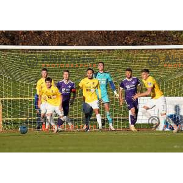 Aleks Pihler, Jan Mlakar of Maribor and Vanja Drkusic, Igor Vekic, Nino Zugelj of Bravo in action during Prva Liga Telekom Slovenije 2020-2021 football match between Bravo and Maribor in Ljubljana, Slovenia on November 21, 2020