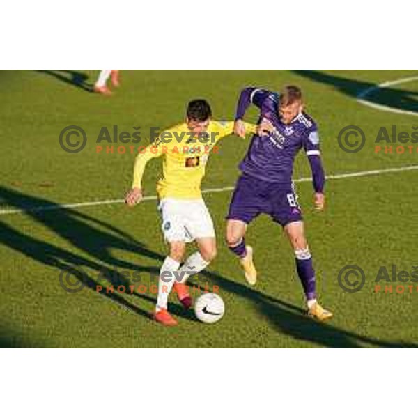 Martin Kramaric and Andrej Kotnik in action during Prva Liga Telekom Slovenije 2020-2021 football match between Bravo and Maribor in Ljubljana, Slovenia on November 21, 2020