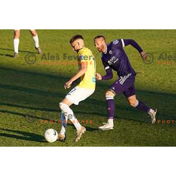 Nino Zugelj and Andrej Kotnik of Maribor in action during Prva Liga Telekom Slovenije 2020-2021 football match between Bravo and Maribor in Ljubljana, Slovenia on November 21, 2020