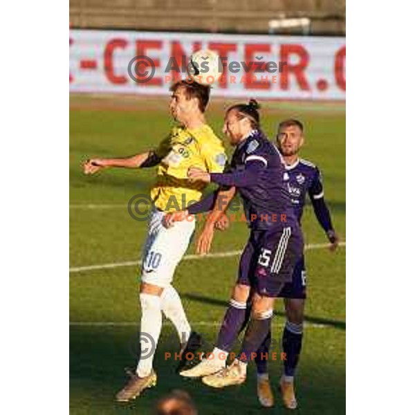 Mustafa Nukic and Spiro Pericic in action during Prva Liga Telekom Slovenije 2020-2021 football match between Bravo and Maribor in Ljubljana, Slovenia on November 21, 2020