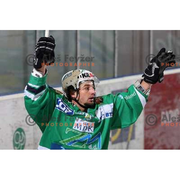 Yarema celebrates goal at sixth game of the Final of EBEL league between ZM Olimpija and Red Bulls Salzburg, played in Ljubljana 25.3.2008. Red Bulls Salzburg won the game 3:2 and series 4:2 and became Champions of EBEL league. Photo by Ales Fevzer 
