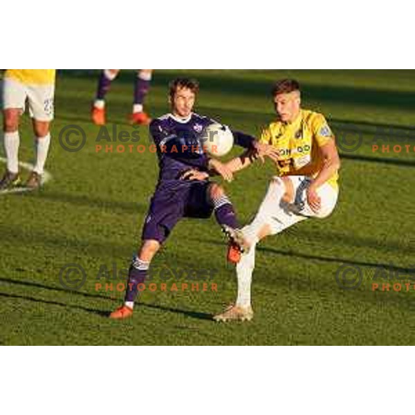 Jan Repas of Maribor and Nino Zugelj in action during Prva Liga Telekom Slovenije 2020-2021 football match between Bravo and Maribor in Ljubljana, Slovenia on November 21, 2020
