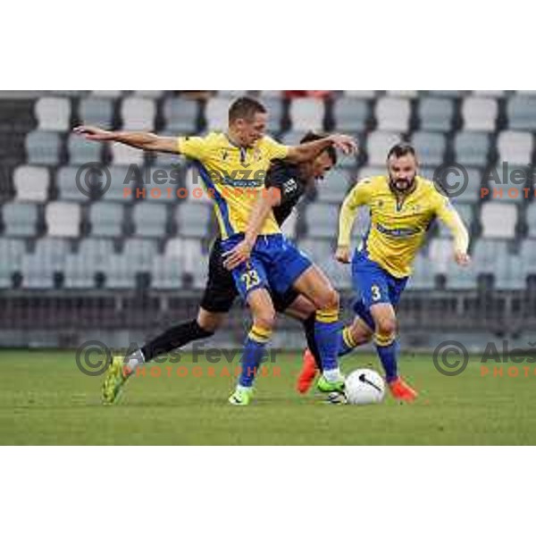 Timotej Dodlek and Nino Zugelj in action during Prva Liga Telekom Slovenije 2020-2021 football match between Koper and Bravo at Bonifika, Koper on November 24, 2020