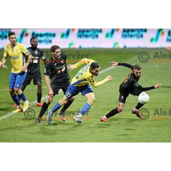 Luka Zinko, Maks Barisic and Almin Kurtovic in action during Prva Liga Telekom Slovenije 2020-2021 football match between Koper and Bravo at Bonifika, Koper on November 24, 2020
