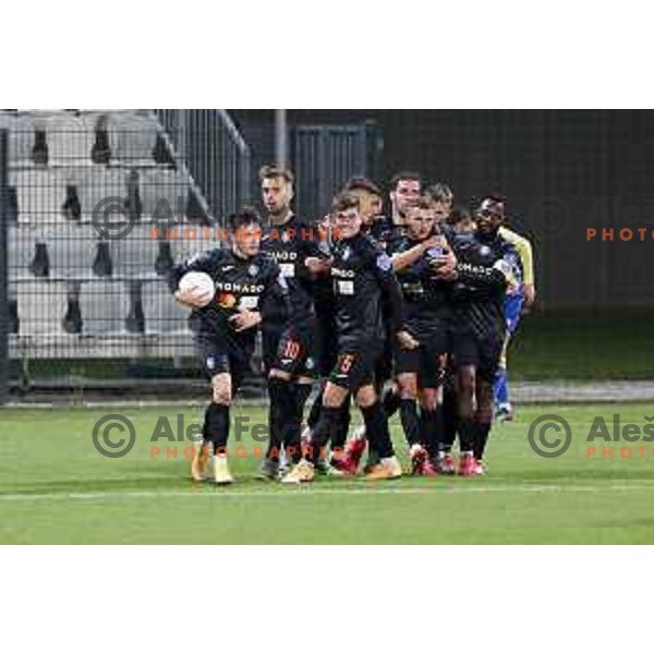 Martin Kramaric, Rok Maher, Mustafa Nukic, Mark Spanring and Luka Zinko celebrate goal during Prva Liga Telekom Slovenije 2020-2021 football match between Koper and Bravo at Bonifika, Koper on November 24, 2020
