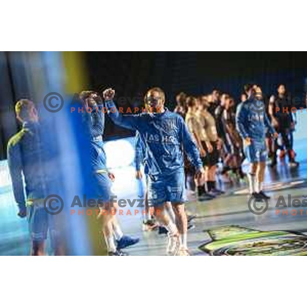Patrik Leban in action during EHF Champions League handball match between Celje Pivovarna Lasko and Nantes in Zlatorog Arena in Celje, Slovenia on November 25, 2020