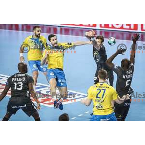 Matic Groselj in action during EHF Champions League handball match between Celje Pivovarna Lasko and Nantes in Zlatorog Arena in Celje, Slovenia on November 25, 2020