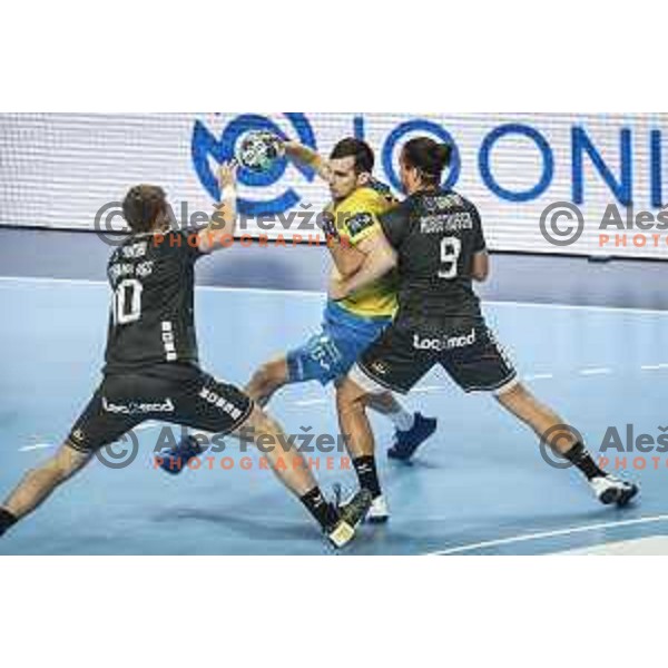 Josip Sarac in action during EHF Champions League handball match between Celje Pivovarna Lasko and Nantes in Zlatorog Arena in Celje, Slovenia on November 25, 2020