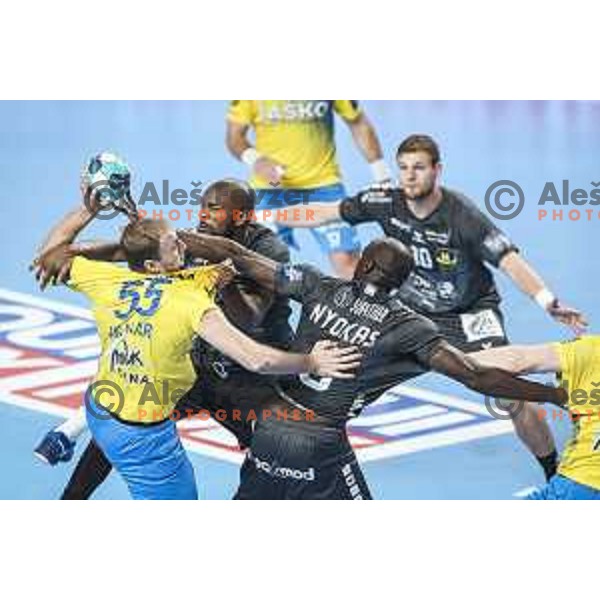 Ziga Mlakar in action during EHF Champions League handball match between Celje Pivovarna Lasko and Nantes in Zlatorog Arena in Celje, Slovenia on November 25, 2020
