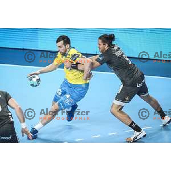 Josip Sarac in action during EHF Champions League handball match between Celje Pivovarna Lasko and Nantes in Zlatorog Arena in Celje, Slovenia on November 25, 2020
