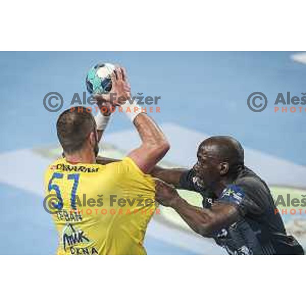 in action during EHF Champions League handball match between Celje Pivovarna Lasko and Nantes in Zlatorog Arena in Celje, Slovenia on November 25, 2020