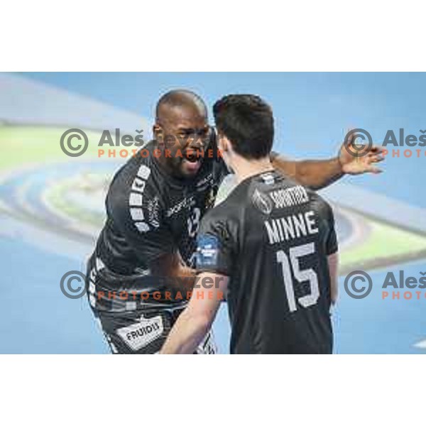 in action during EHF Champions League handball match between Celje Pivovarna Lasko and Nantes in Zlatorog Arena in Celje, Slovenia on November 25, 2020