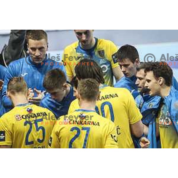 Tomaz Ocvirk in action during EHF Champions League handball match between Celje Pivovarna Lasko and Nantes in Zlatorog Arena in Celje, Slovenia on November 25, 2020
