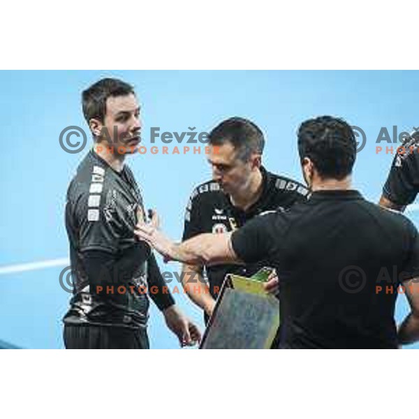 Rok Ovnicek in action during EHF Champions League handball match between Celje Pivovarna Lasko and Nantes in Zlatorog Arena in Celje, Slovenia on November 25, 2020