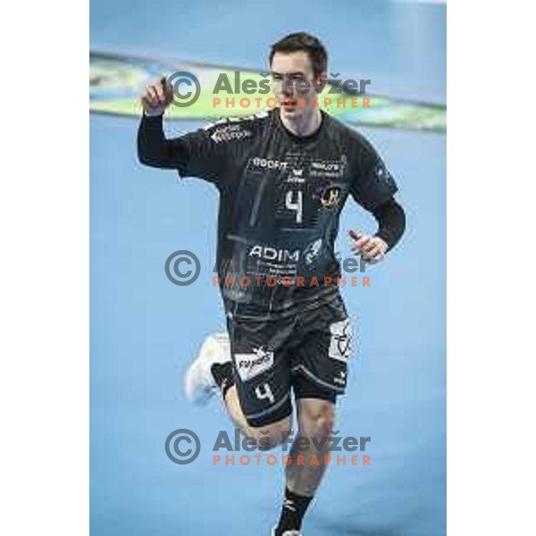 Rok Ovnicek in action during EHF Champions League handball match between Celje Pivovarna Lasko and Nantes in Zlatorog Arena in Celje, Slovenia on November 25, 2020