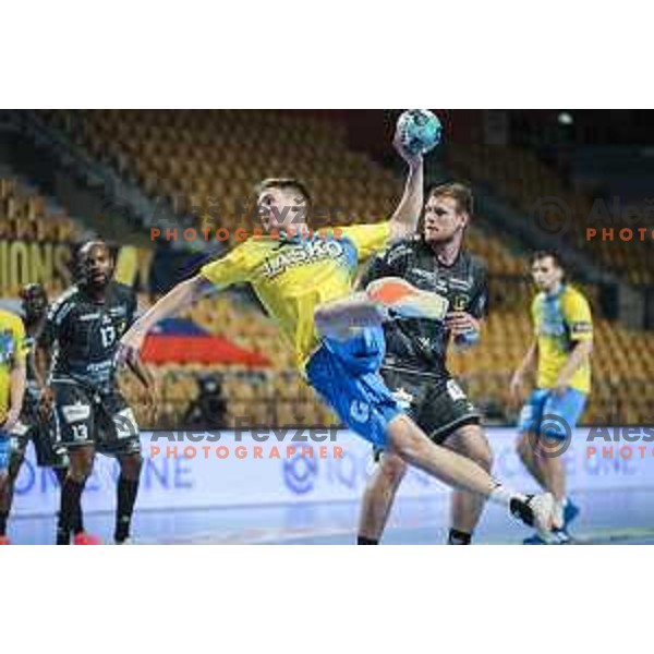 in action during EHF Champions League handball match between Celje Pivovarna Lasko and Nantes in Zlatorog Arena in Celje, Slovenia on November 25, 2020