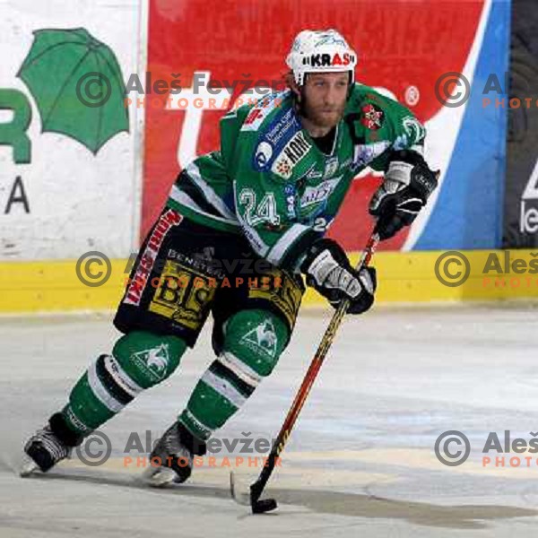 Tomaz Vnuk at sixth game of the Final of EBEL league between ZM Olimpija and Red Bulls Salzburg, played in Ljubljana 25.3.2008. Red Bulls Salzburg won the game 3:2 and series 4:2 and became Champions of EBEL league. Photo by Ales Fevzer 