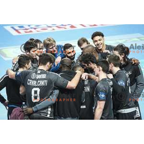 in action during EHF Champions League handball match between Celje Pivovarna Lasko and Nantes in Zlatorog Arena in Celje, Slovenia on November 25, 2020