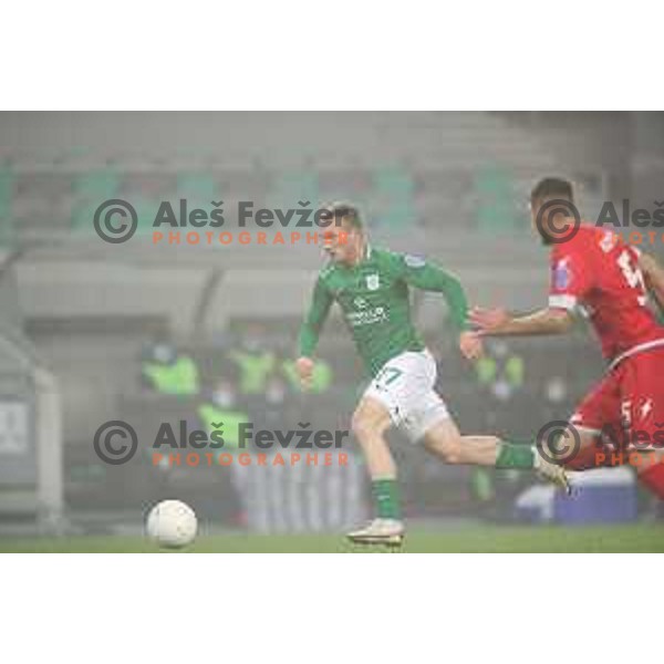 Djordje Ivanovic in action during Prva Liga Telekom Slovenije 2002-2021 football match between Olimpija and Aluminij in SRC Stozice, Ljubljana, Slovenia on November 26, 2020