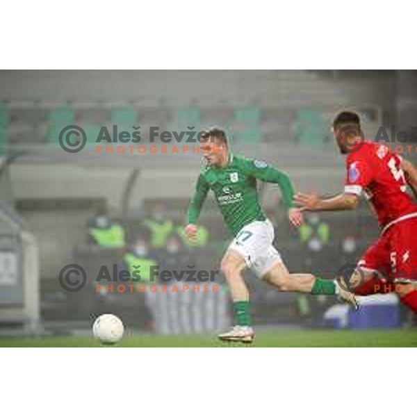 Djordje Ivanovic in action during Prva Liga Telekom Slovenije 2002-2021 football match between Olimpija and Aluminij in SRC Stozice, Ljubljana, Slovenia on November 26, 2020