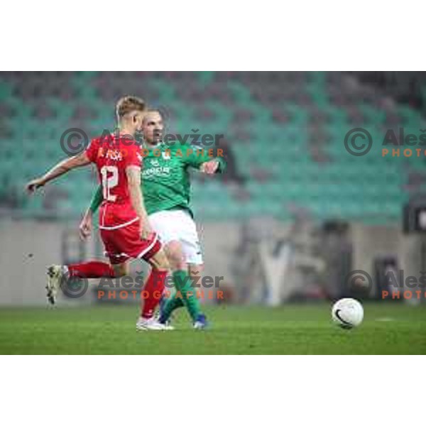 Goran Milovic in action during Prva Liga Telekom Slovenije 2002-2021 football match between Olimpija and Aluminij in SRC Stozice, Ljubljana, Slovenia on November 26, 2020