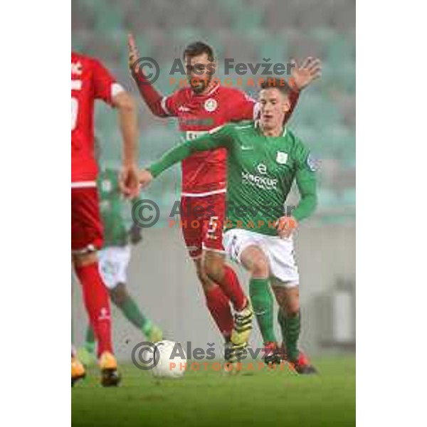 Andres Vombergar in action during Prva Liga Telekom Slovenije 2002-2021 football match between Olimpija and Aluminij in SRC Stozice, Ljubljana, Slovenia on November 26, 2020