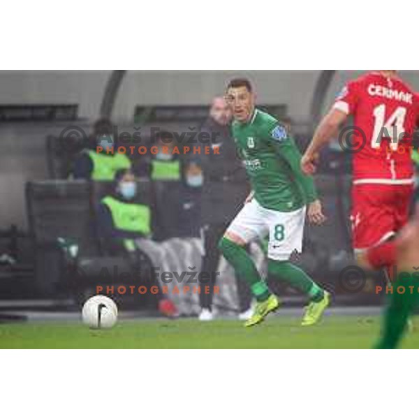 Mario Kvesic in action during Prva Liga Telekom Slovenije 2002-2021 football match between Olimpija and Aluminij in SRC Stozice, Ljubljana, Slovenia on November 26, 2020