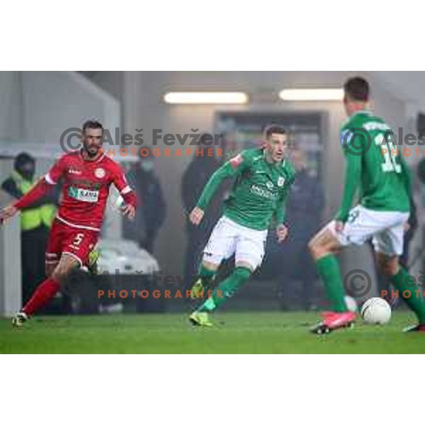 Mario Kvesic in action during Prva Liga Telekom Slovenije 2002-2021 football match between Olimpija and Aluminij in SRC Stozice, Ljubljana, Slovenia on November 26, 2020