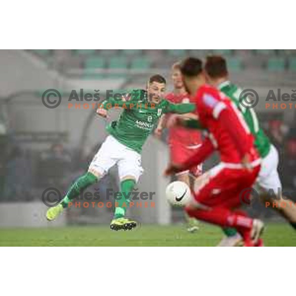 Mario Kvesic in action during Prva Liga Telekom Slovenije 2002-2021 football match between Olimpija and Aluminij in SRC Stozice, Ljubljana, Slovenia on November 26, 2020