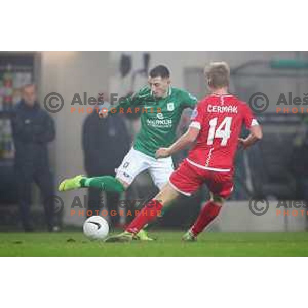 Mario Kvesic in action during Prva Liga Telekom Slovenije 2002-2021 football match between Olimpija and Aluminij in SRC Stozice, Ljubljana, Slovenia on November 26, 2020