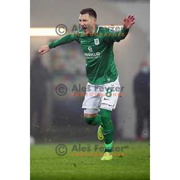Mario Kvesic in action during Prva Liga Telekom Slovenije 2002-2021 football match between Olimpija and Aluminij in SRC Stozice, Ljubljana, Slovenia on November 26, 2020