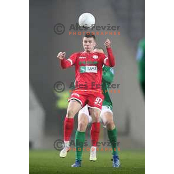 Mihael Klepac in action during Prva Liga Telekom Slovenije 2002-2021 football match between Olimpija and Aluminij in SRC Stozice, Ljubljana, Slovenia on November 26, 2020