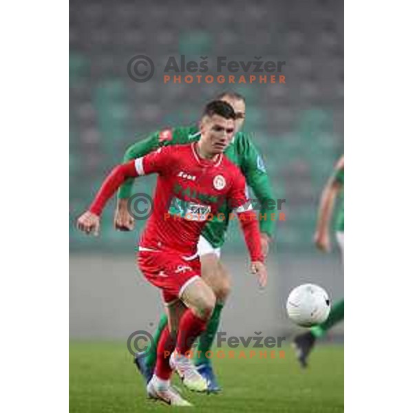 Mihael Klepac in action during Prva Liga Telekom Slovenije 2002-2021 football match between Olimpija and Aluminij in SRC Stozice, Ljubljana, Slovenia on November 26, 2020