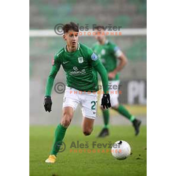Mihail Caimacov in action during Prva Liga Telekom Slovenije 2002-2021 football match between Olimpija and Aluminij in SRC Stozice, Ljubljana, Slovenia on November 26, 2020