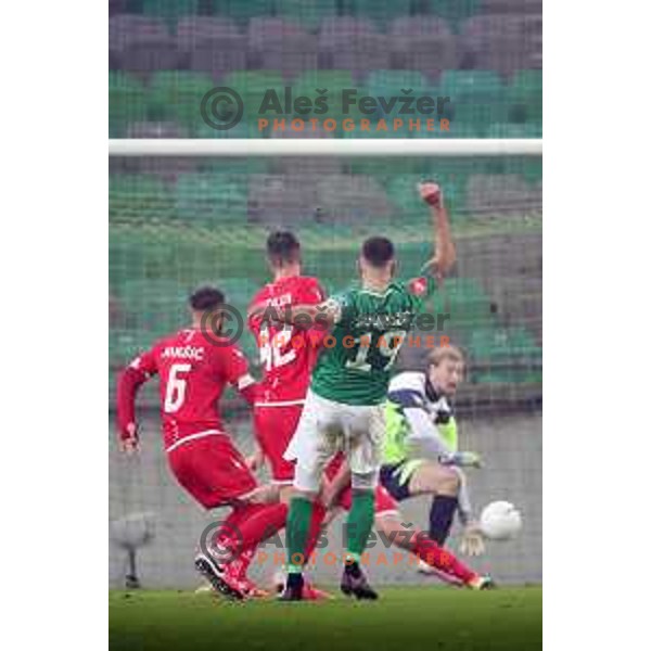 in action during Prva Liga Telekom Slovenije 2002-2021 football match between Olimpija and Aluminij in SRC Stozice, Ljubljana, Slovenia on November 26, 2020
