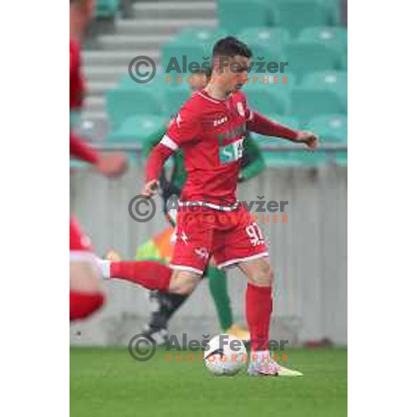 Mihael Klepac in action during Prva Liga Telekom Slovenije 2002-2021 football match between Olimpija and Aluminij in SRC Stozice, Ljubljana, Slovenia on November 26, 2020
