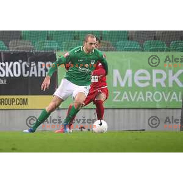 Goran Milovic in action during Prva Liga Telekom Slovenije 2002-2021 football match between Olimpija and Aluminij in SRC Stozice, Ljubljana, Slovenia on November 26, 2020