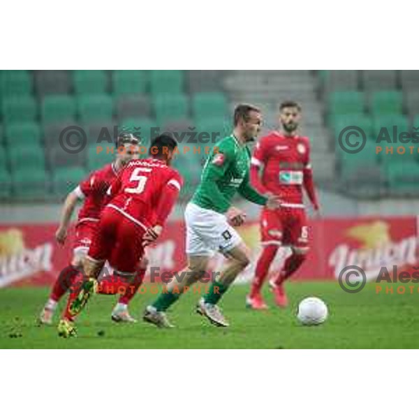 Djordje Ivanovic in action during Prva Liga Telekom Slovenije 2002-2021 football match between Olimpija and Aluminij in SRC Stozice, Ljubljana, Slovenia on November 26, 2020