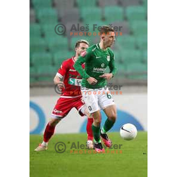 Michael Pavlovic in action during Prva Liga Telekom Slovenije 2002-2021 football match between Olimpija and Aluminij in SRC Stozice, Ljubljana, Slovenia on November 26, 2020