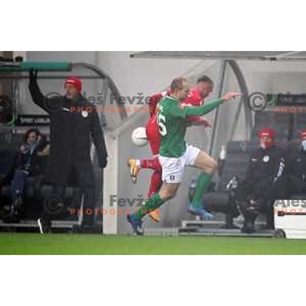 Goran Milovic in action during Prva Liga Telekom Slovenije 2002-2021 football match between Olimpija and Aluminij in SRC Stozice, Ljubljana, Slovenia on November 26, 2020