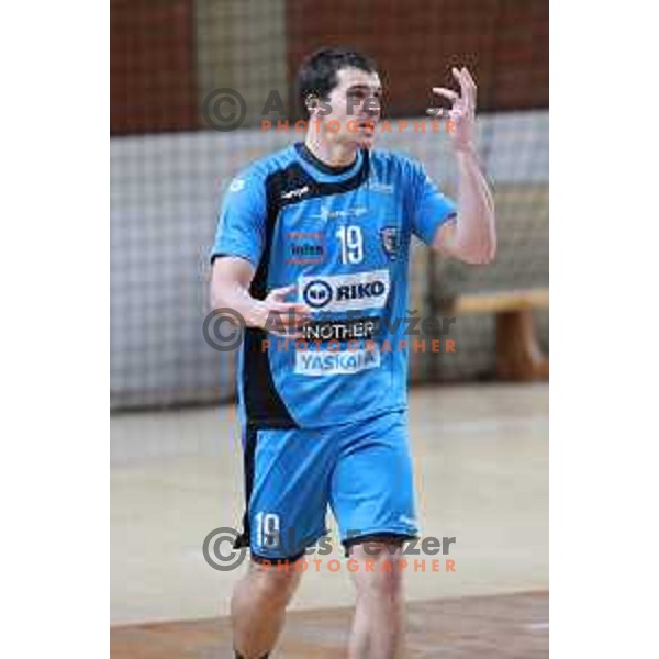 Stefan Ranisavljevic in action during 1.NLB league handball match between MRK Ljubljana and Riko Ribnica in Kodeljevo Hall, Ljubljana, Slovenia on November 28, 2020