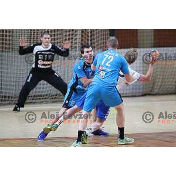 in action during 1.NLB league handball match between MRK Ljubljana and Riko Ribnica in Kodeljevo Hall, Ljubljana, Slovenia on November 28, 2020