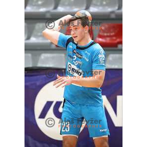 Uros Milicevic in action during 1.NLB league handball match between MRK Ljubljana and Riko Ribnica in Kodeljevo Hall, Ljubljana, Slovenia on November 28, 2020